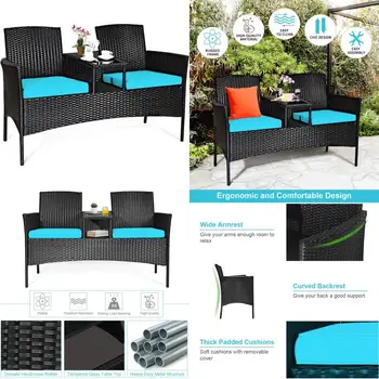 3-Piece Rattan Garden Table Set 1