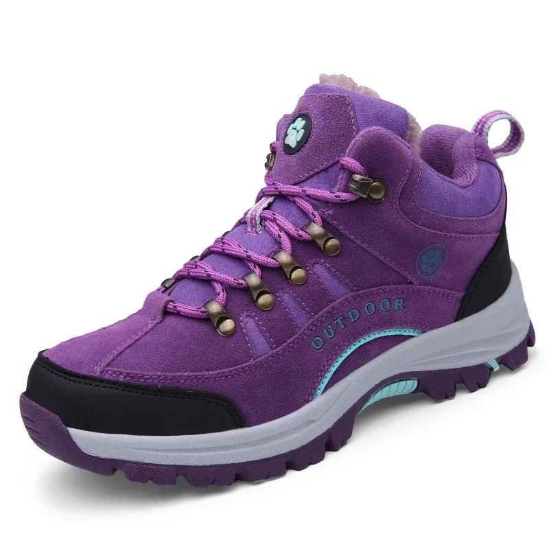 

Winter Keep Warm Snow Hiking Shoes Women Purple Outdoor Girls Thermal Sport Climbing Walking Trekking Boots with Cotton