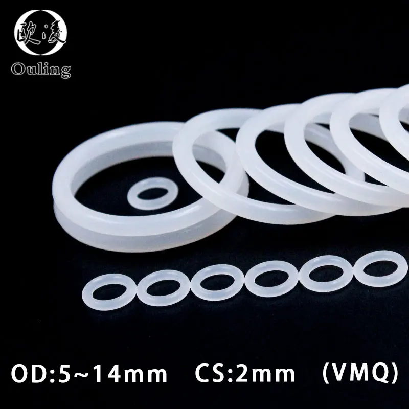 

10PC/lot White Silicone Ring Silicon/VMQ O ring 2mm Thickness OD5/6/7/8/9/10/11/12/13/14*2mm O-Ring Seal Rubber Gasket Washer