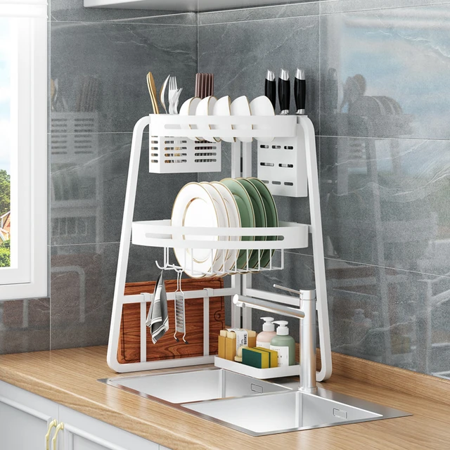 Kitchen Storage Rack, Drain Bowl Rack, Corner Sink Storage Rack, Upper  Sink, Dishes, Dishes, Dishes