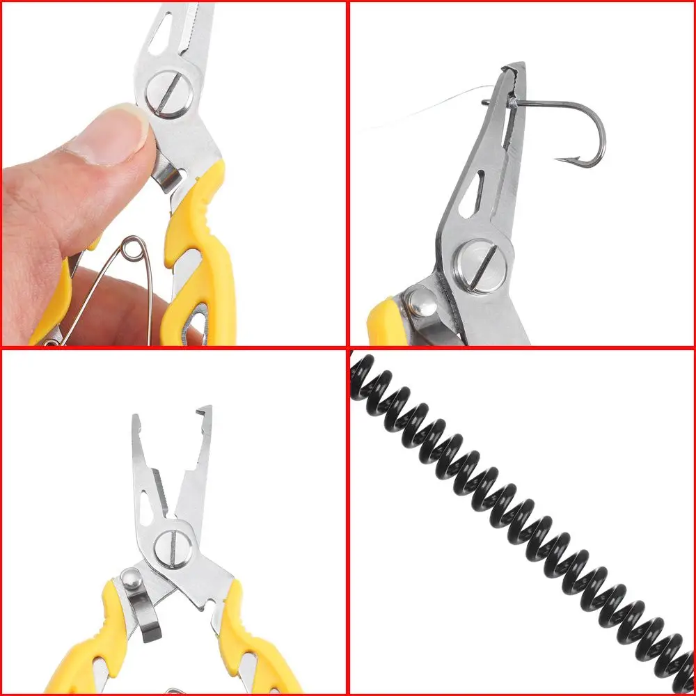 High Quality with Lanyard Multi-function Hook Removers Stainless Steel Scissor Bait Line Cutter Fishing Pliers