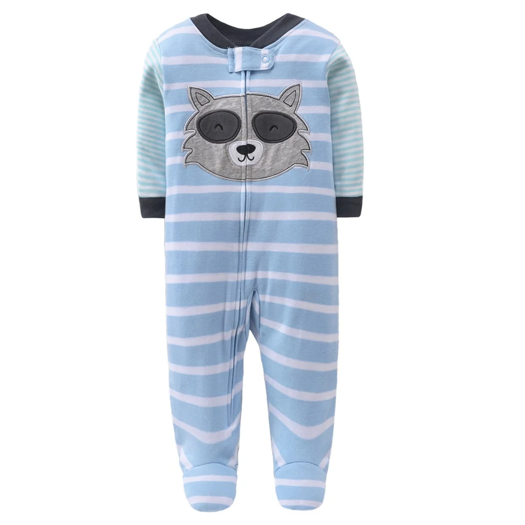 Newborn Baby Boys Girls Footed Sleeper Cotton Zipper Pajamas Baby Rompers 0-12M