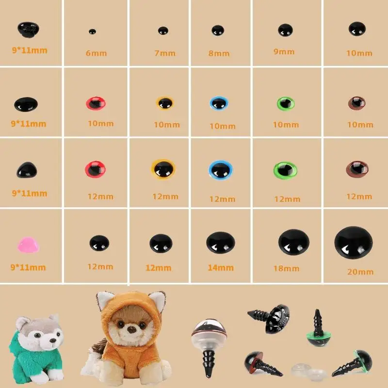 Plastic Safety Eyes Doll Handmade Accessories 796-100PCS DIY Craft Eyes Noses