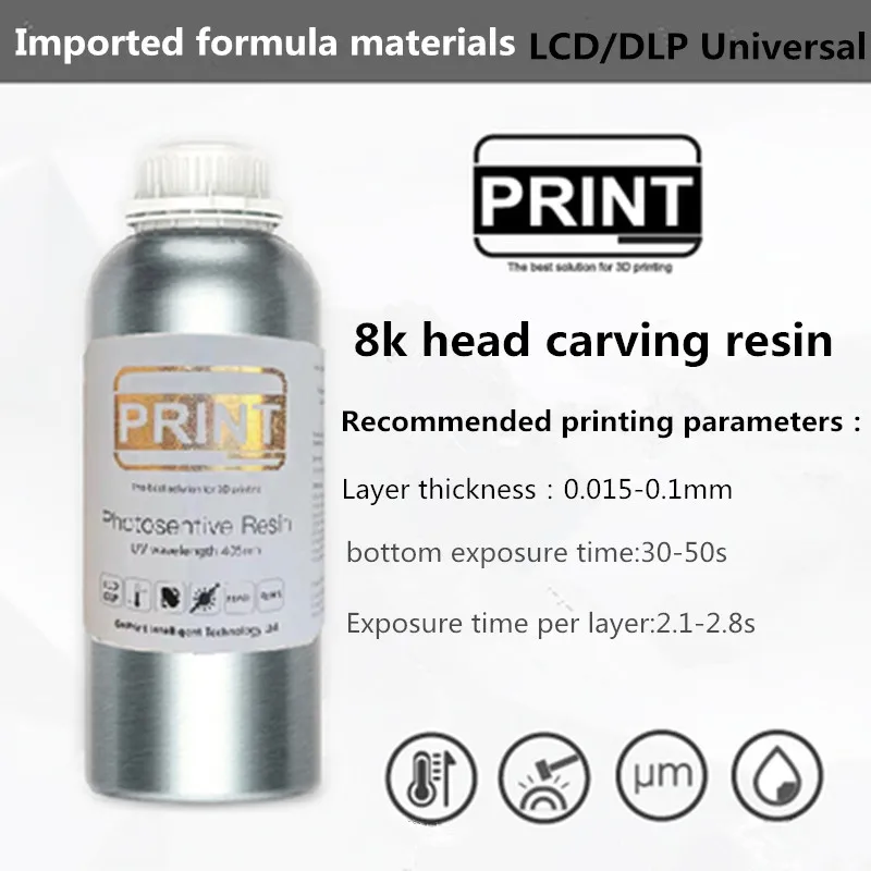 

Высокоточная фоточувствительная Смола Phrozen 8K LCD/DLP 405 band, резьба по головке, 3D печать