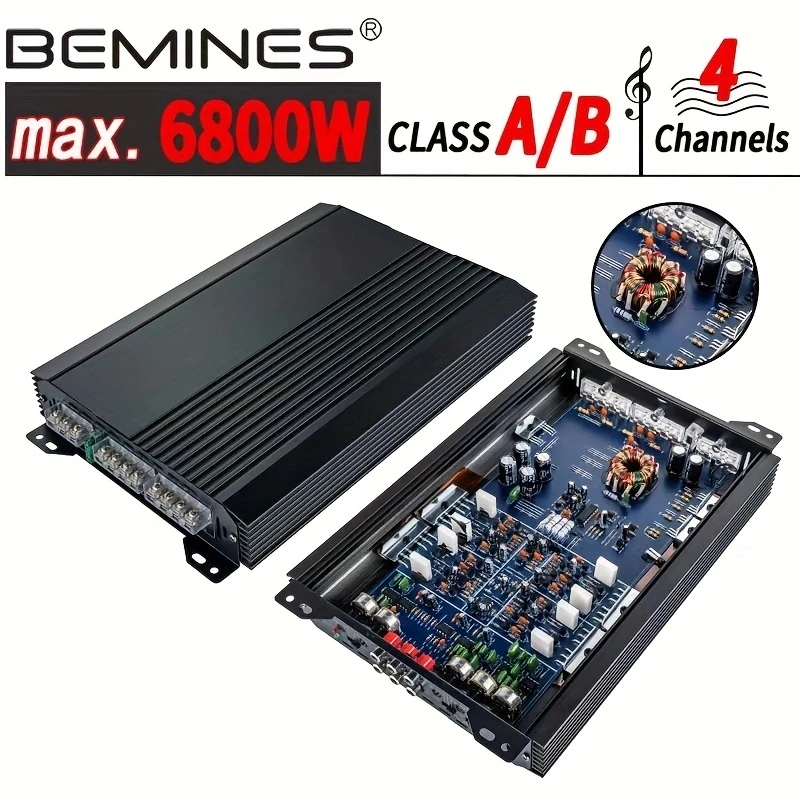 CarPowerAmplifierFourChannel6800WAllAluminumAlloyHighQuality