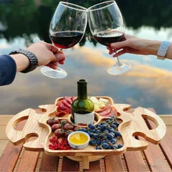 2 em 1 cremalheira de vidro de vinho ao ar livre portátil piquenique dobrável mesa de vinho dobrável piquenique mesa com suporte de vidro