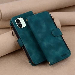 Leather Flip Wallet Phone Case with Zipper Coque s - Redmi A1 (Redmi A2) (Green)