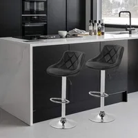 Bar Stools Set of 2 ，Barstools Swivel Stool Height Adjustable Bar Chairs with Back PU Leather Swivel Bar 2
