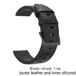 Cinturino in pelle premium con silicone - Bracciale di ricambio per orologio 22 mm