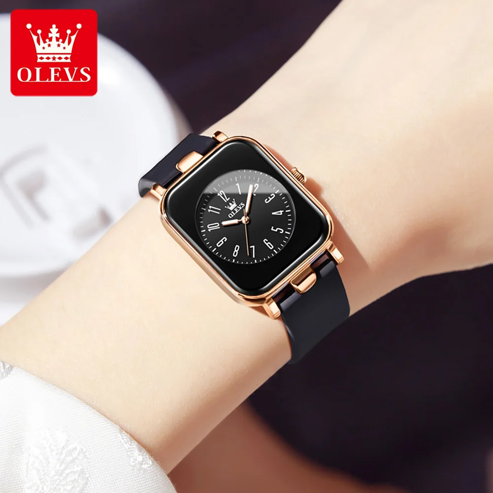 OLEVS Elegant Watches for Women Original Quartz Women's Watches Waterproof Silicone Strap Simple Luminous Wristwatch Reloj Mujer