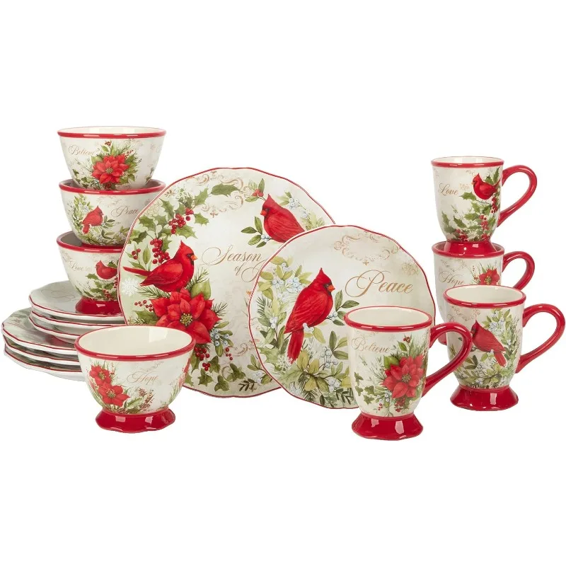 

Coffee mug 16 pc Dinnerware Set, Service for 4, Multicolor