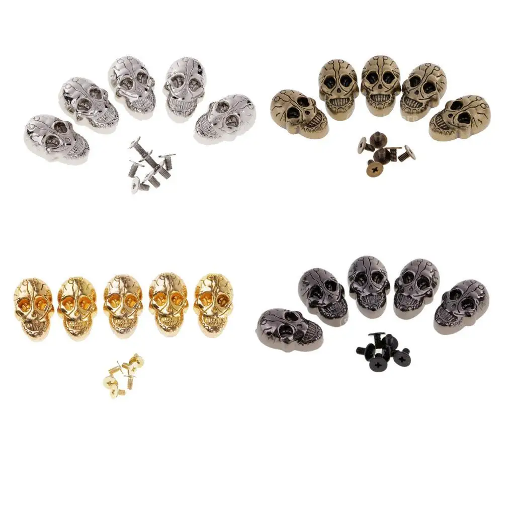 21x15mm Metal SKULL Spikes Studs Leather Bag Shoes DIY 5 Set