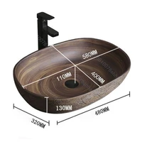 อ่างล้างหน้าเซรามิกวินเทจสำหรับห้องน้ำ อ่างล้างหน้าแบบวางบนเคาน์เตอร์ สำหรับตกแต่งบ้านและเคาน์เตอร์ห้องน้ำ 5