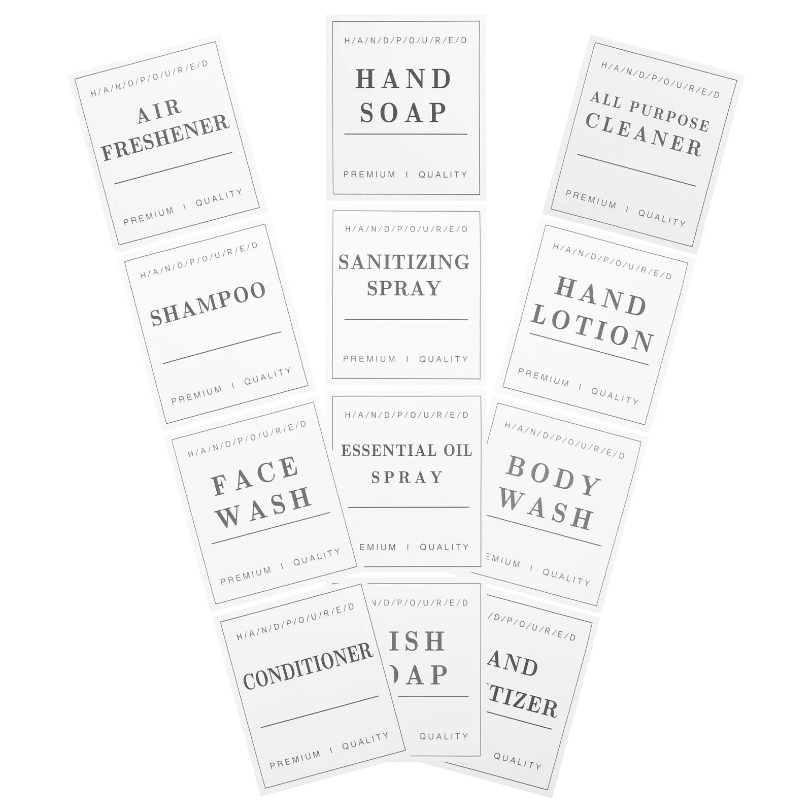 Bathroom Labels Sticker Set for Organizing Waterproof Refillable Bottles