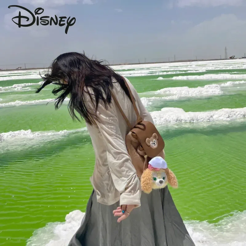 Disney Duffey Women's Plush Bag Fashionable High Quality Girl Backpack Cartoon Casual Versatile Commuter Drawstring Book Bag