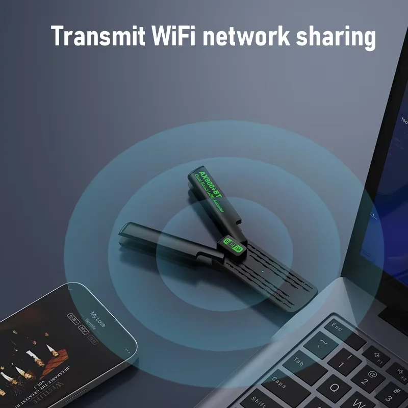 BT5.4 Wi-Fi 동글 900Mbps 2in1 WiFi6 네트워크 카드 무선 안테나 수신기 드라이버 무료 PC 노트북 Win10/11용