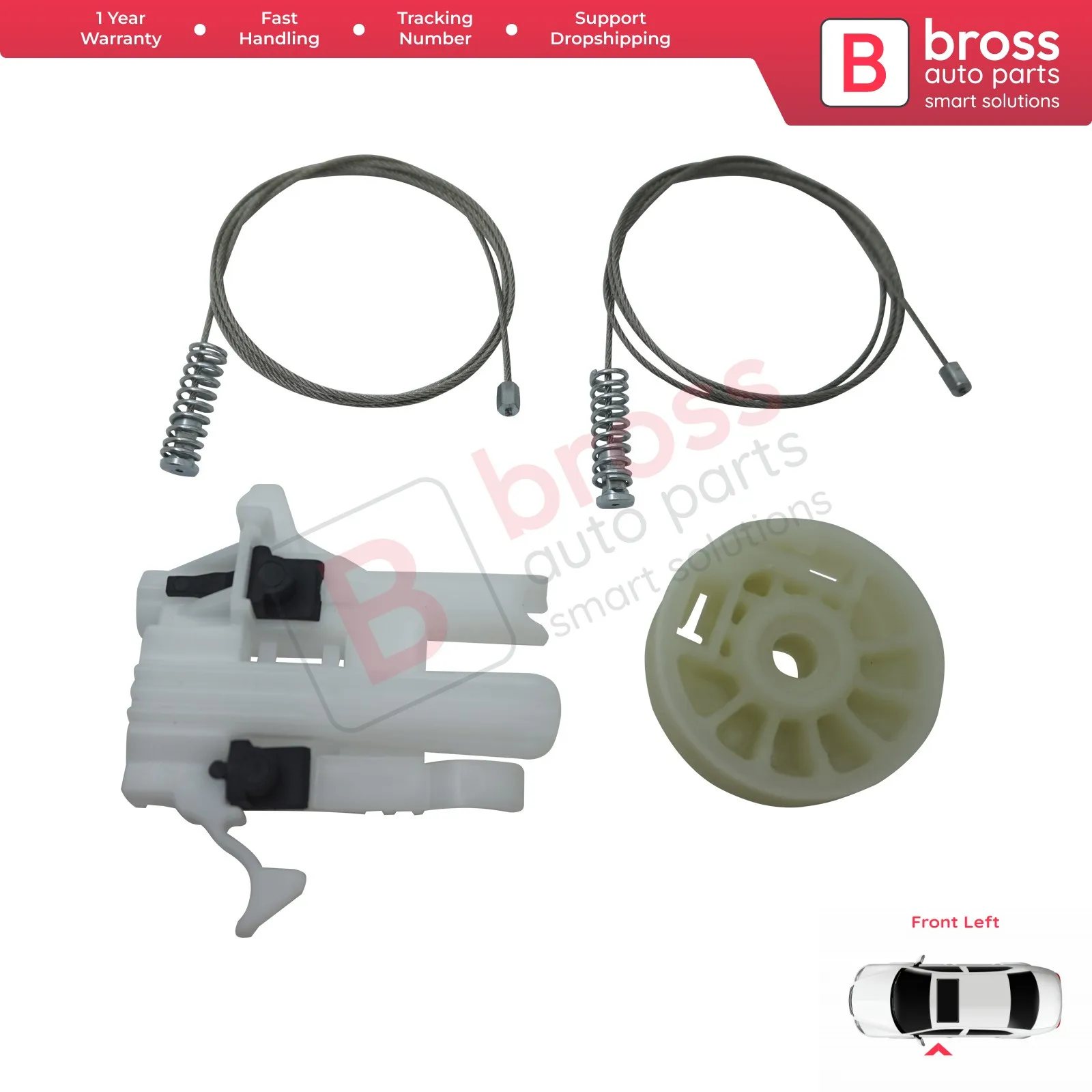 Bross Auto Parts BWR5231 Window Regulator Set Repair Front Left Door 68070267AD for Fiat 500 2007-On Fast Shipment free Shipment