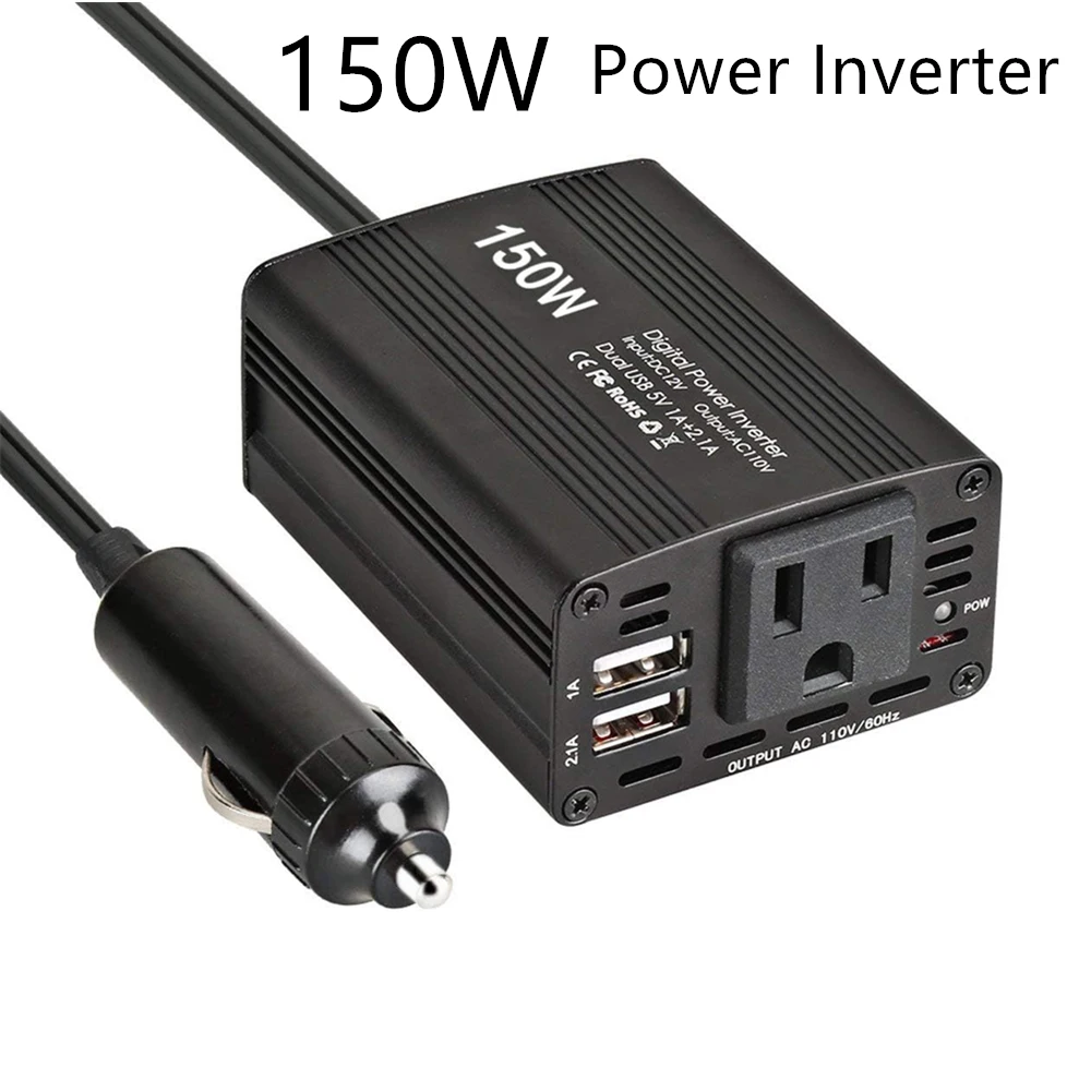 Power Inverter Car Converter Inverter Car Inverter Vehicle Inverter Car Power Converter 150W Power Inverter-12V DC to 110V/120V AC Car Power Converter With AC Outlets USB Ports Car Inverter for Car Truck Home
