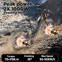 BURCHDA nouveau HC26 2000W 55 KM/H double moteurs vélo électrique 48V30AH batterie au Lithium 26 pouces 4.0 Fatbike vélo électrique pour adultes 3