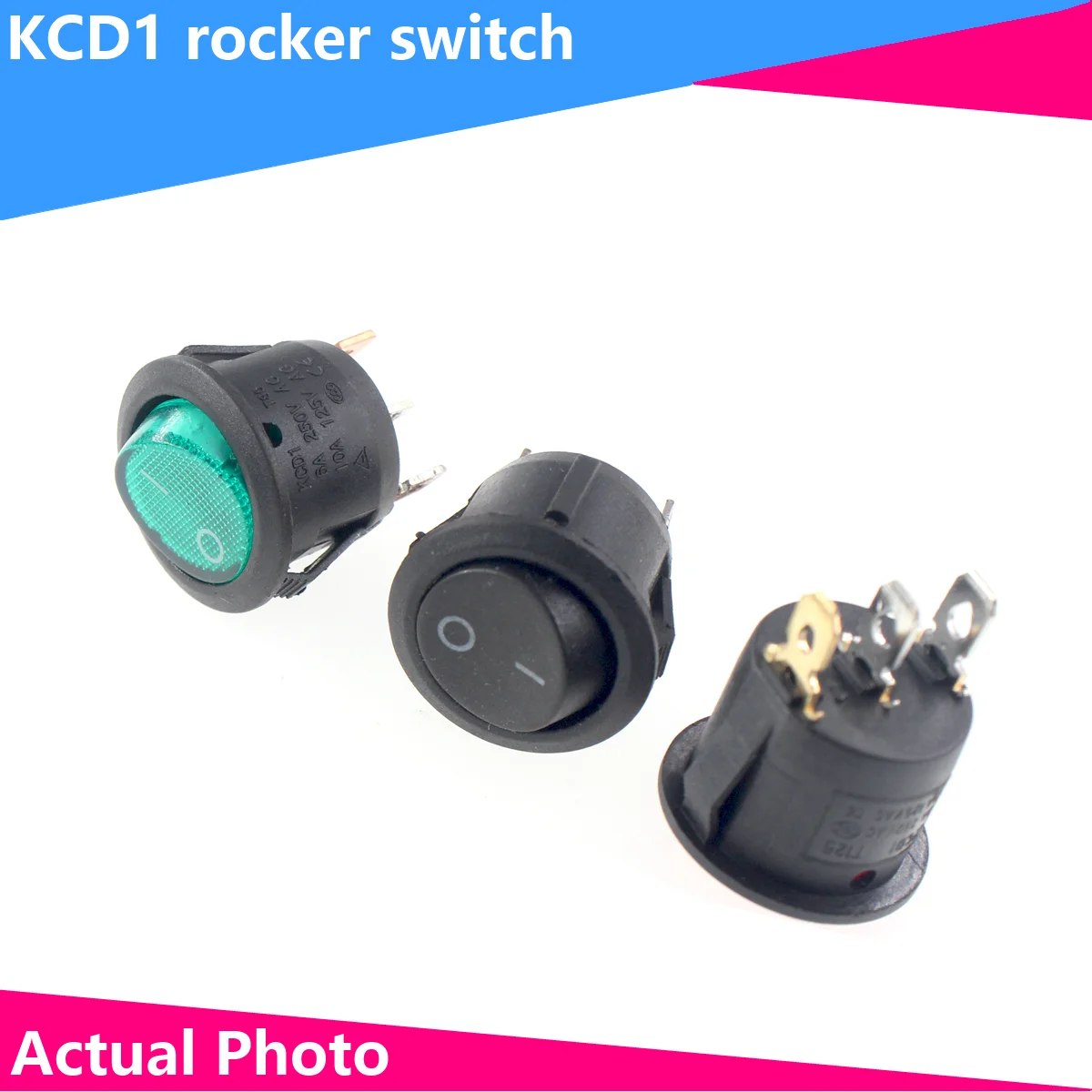 

5PCS 20mm KCD1 Led Switch 10A 12V Light Power Switch Car Button Lights ON/OFF 3pin Round Rocker Switch