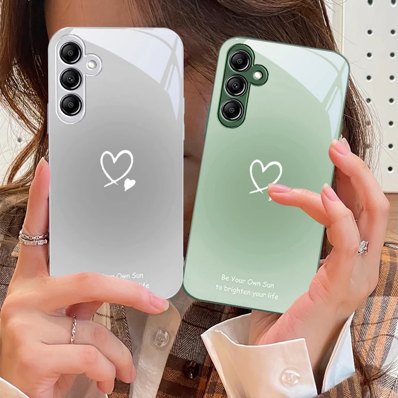 Gradient Heart Glass Phone Case