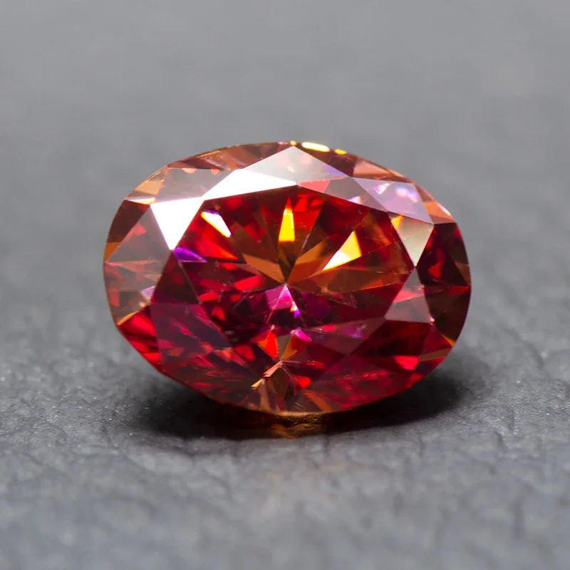 

Moissanite Stone with Oval Cut Watermelon Red Color GRA Certificate Lab Created Synthetic Diamond DIY Jewelry Making Materials