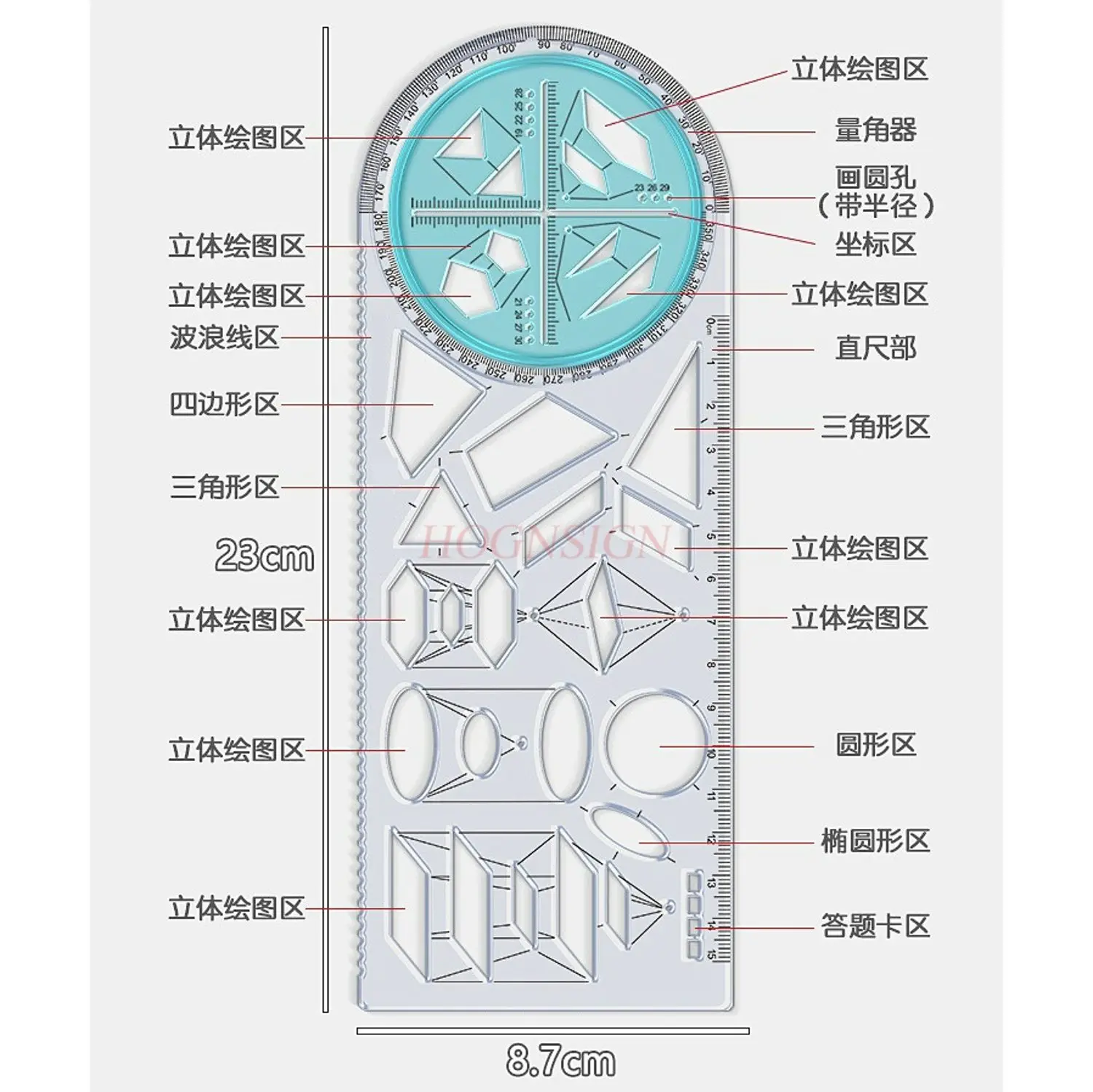 초등학교 활동용 다기능 각도자 2개, 수학 기하학 자, 회전식 각도자