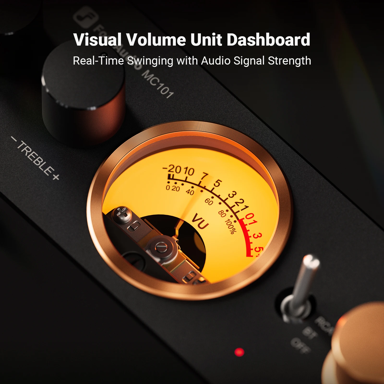 Fosi Audio MC101 Bluetooth Stereo Amplifier Home Audio Mini Amp with VU Meter 2 Channel HiFi Receiver for Passive Speaker