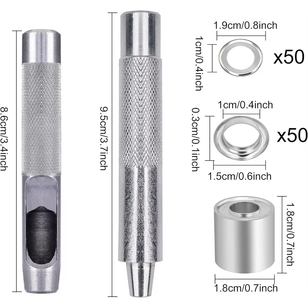 thumbnail image 2 of Hilitchi 120 Sets 1/2 Inch Grommets Eyelets Kit With Punch Hole Tool Installation Tool 2 of 14