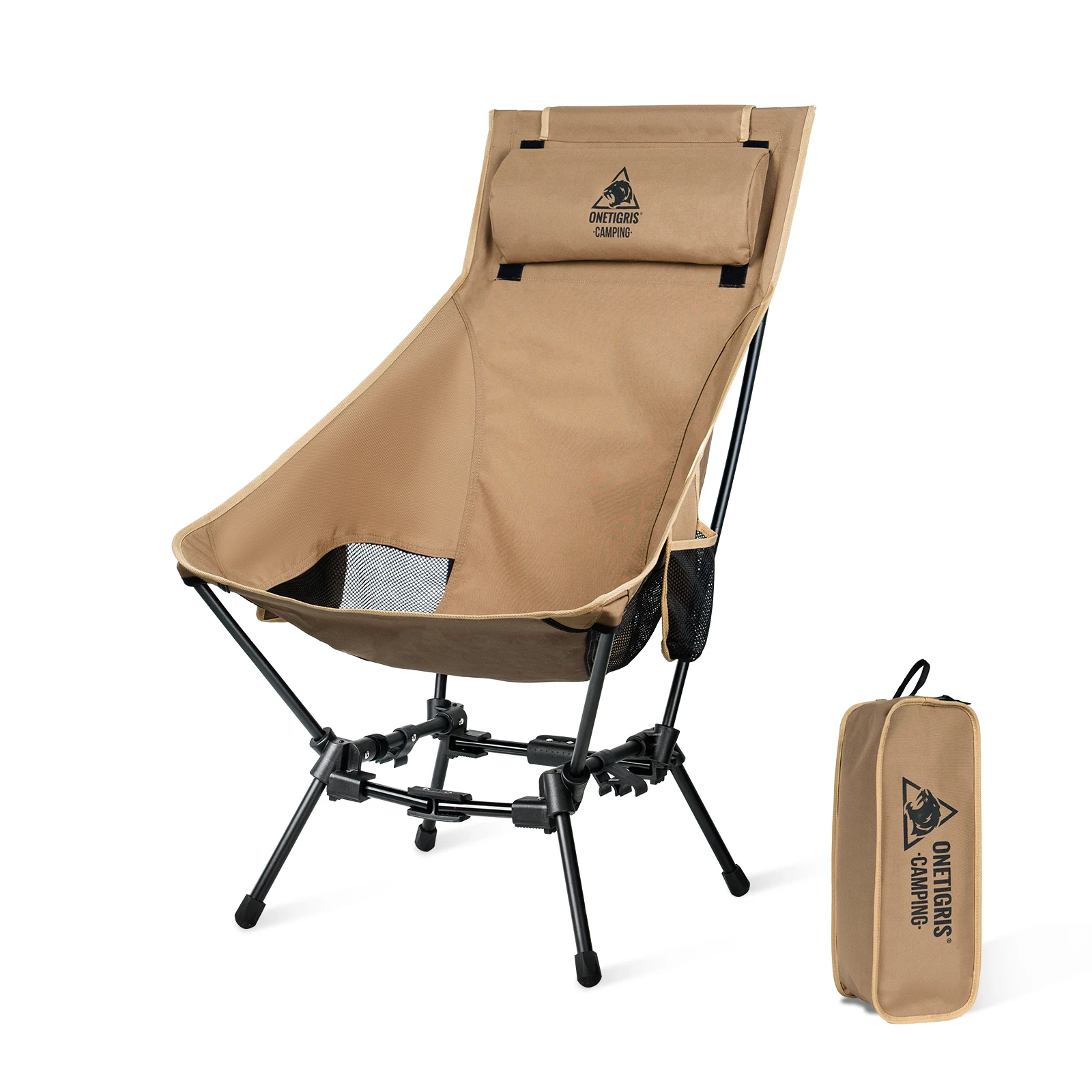 Chaise pliante camping OneTigris dossier haut - Siège confortable pour pêche trekking jardin plage