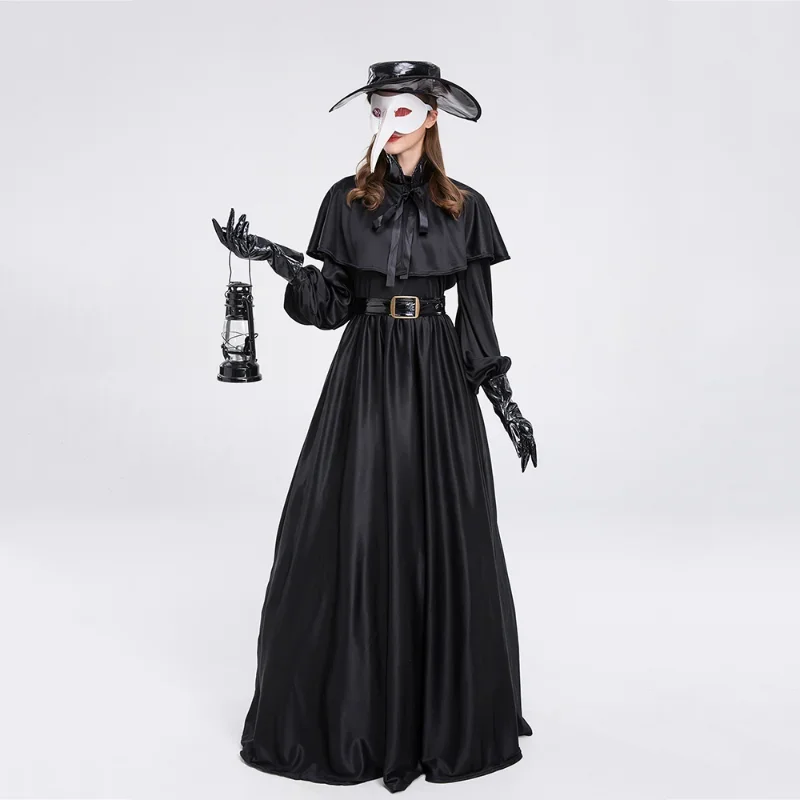 

Halloween Wabah kuno kostum Dokter jubah panjang jubah burung paruh Masker pakaian dewasa pesta mewah berdandan