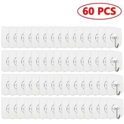 30 Transparent Heavy - Duty Self - Adhesive Wall Hooks (60 PCS)
