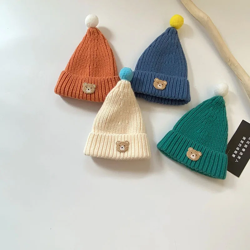 Winter Baby Knitted Hat Infant Bear Head Woolen Cap