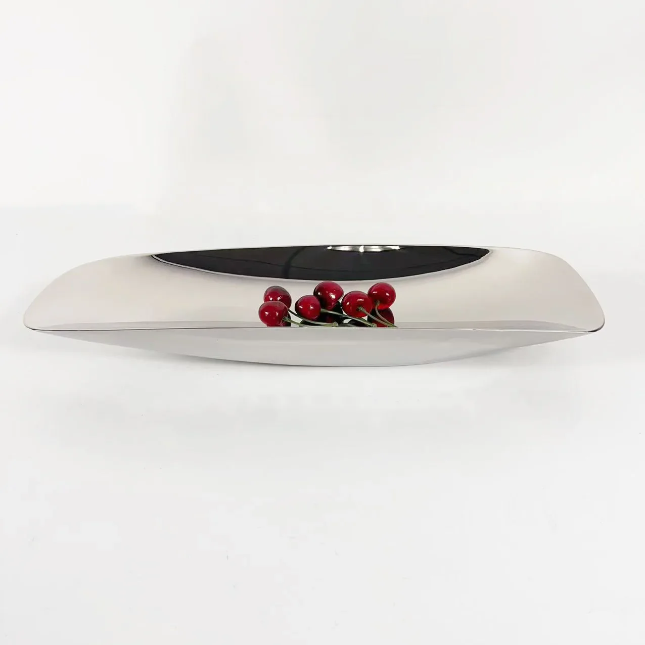 Nordic style light luxury rectangular stainless steel fruit plate simple creative coffee table modern dried fruit plate ornament 4