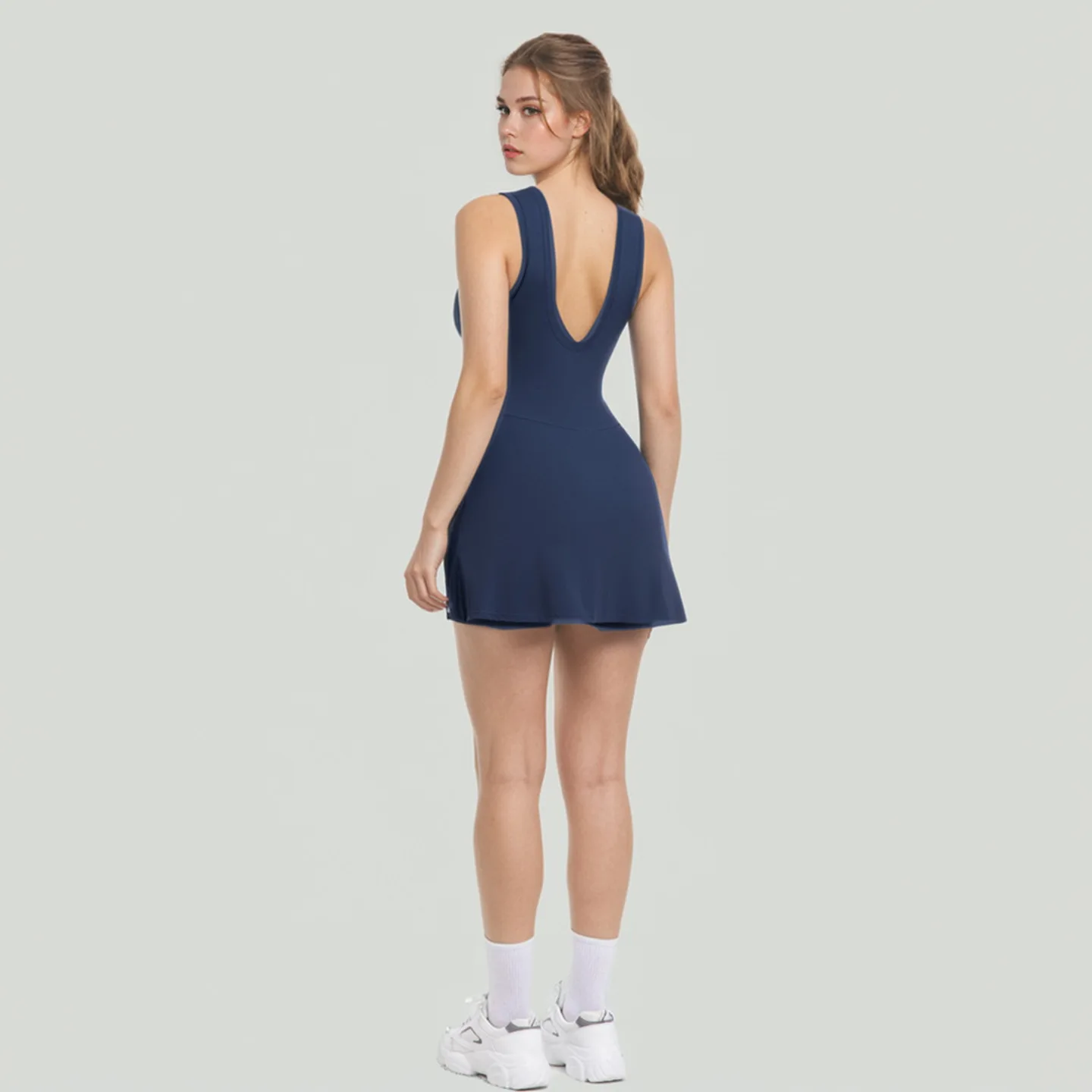 New Anti-exposure Quick-drying Tennis Skirt Yoga Jumpsuit Two Pieces Slimming Lace Up Tight Fitness Exercise Skirt