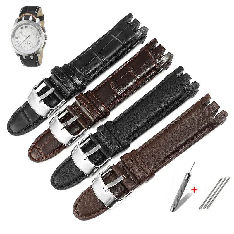 Cinturino In Vera Pelle Accessori Per Fibbia Ad Ardiglione Da Uomo Yrs403 412 Serie 402G Swatch Nero Marrone Catena Per Orologio Con Tacca Ad Arco 21M