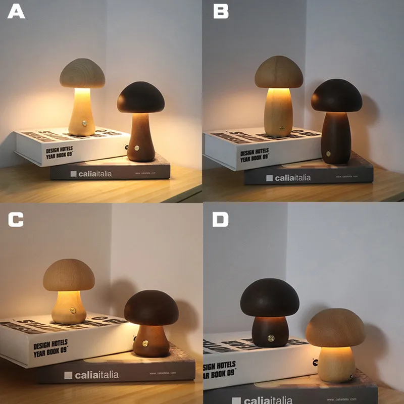 

Adjustable Wooden Touch Modern Mushroom Night Light Sensor Lamp LED Atmosphere Lamp Bedroom Bedside Light Table Lamp Home Decor
