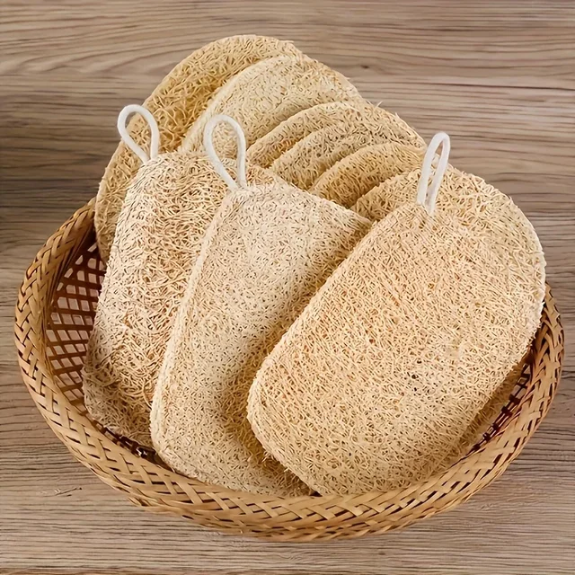 10 Stück Luffa-Schwämme – natürlicher Peeling-Körperwäscher |   Duschpads aus Bambusfaser für sanfte Reinigung |   Bade- und Hautpflegeset