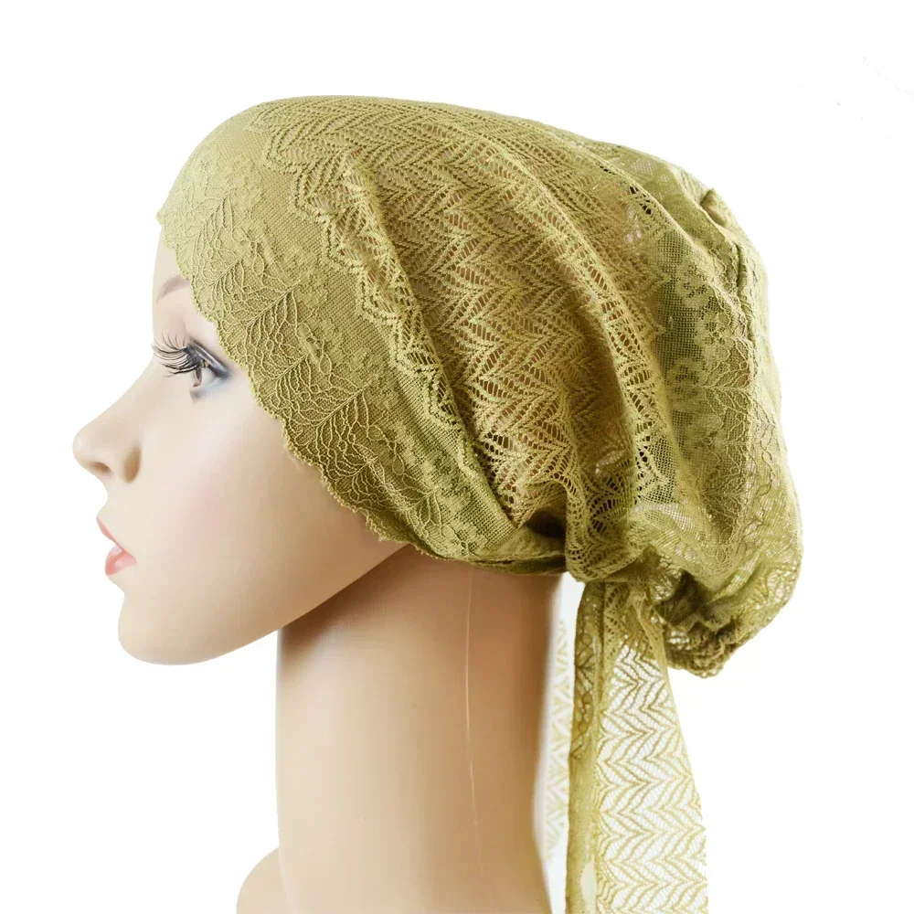 Women Muslim Inner Cap Lace Hijab Underscarf Islamic Headwear Turban Bone Bonnet Hat Bandage Caps Under Scarf Hair Loss Covers