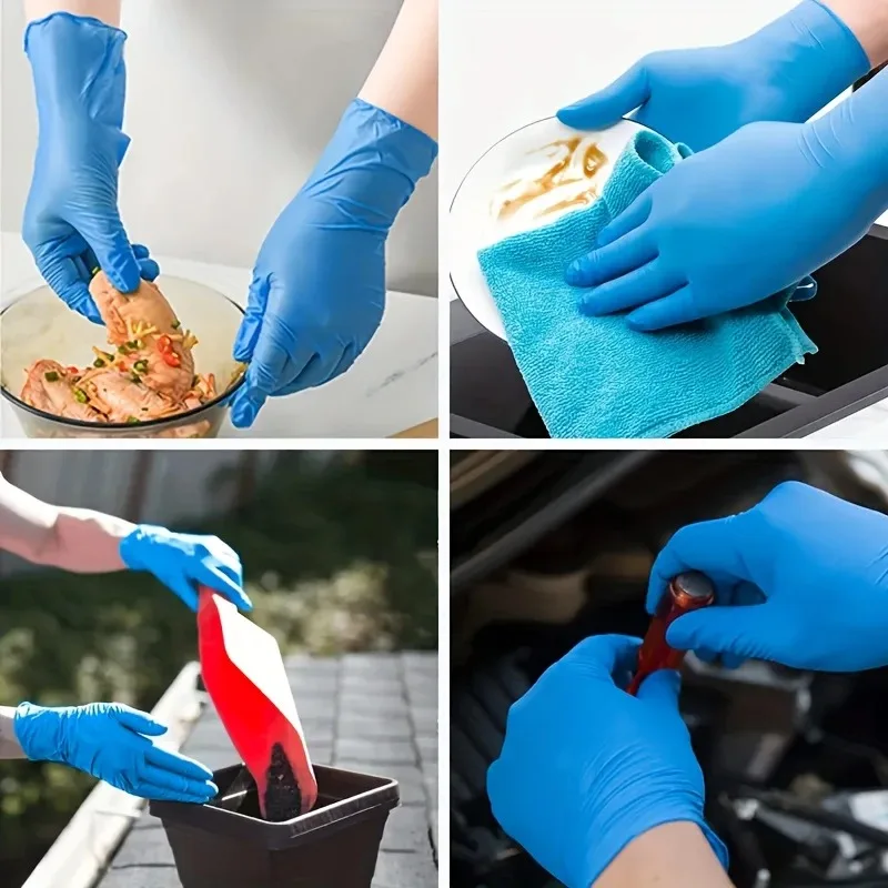 Disposable Gloves 10/30/40/60PCS Disposable Blue Nitrile Food Grade Waterproof Dishwashing Cleaning