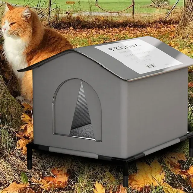 Fully Insulated Shelter for Stray and Feral Cats Cat House for Indoor and Outdoor Cats in Summer, Waterproof Winter warm cat bed 4