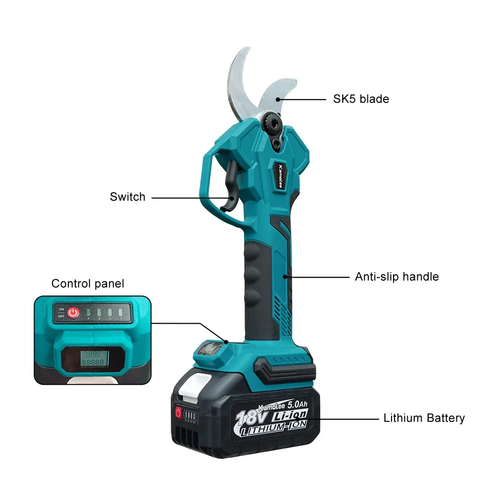 Kamolee Wireless Rechargeable Scissors Brushless Pruning Shears Aerial Pruning Shears are compatible with Makita 18V batteries 3