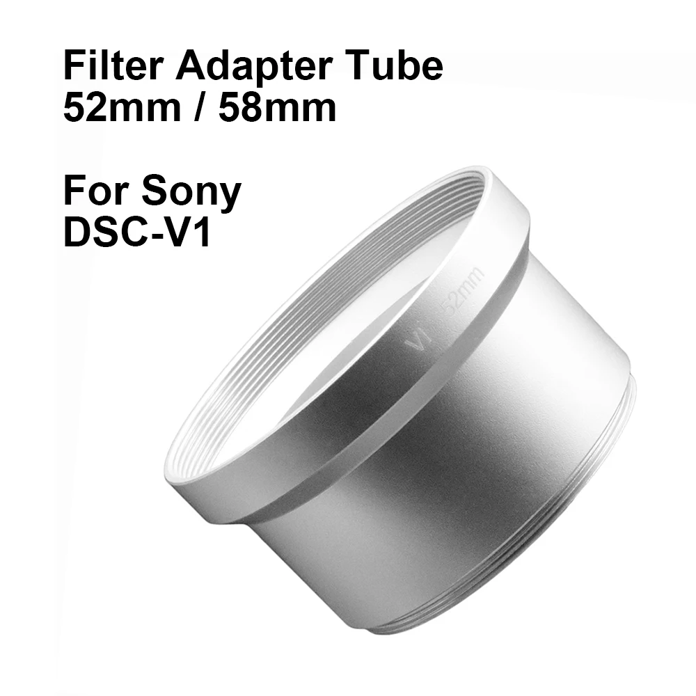 For Sony Cybershot Dsc V1 Filter Adapter Tube Ring 52Mm / 58Mm Sliver Metal