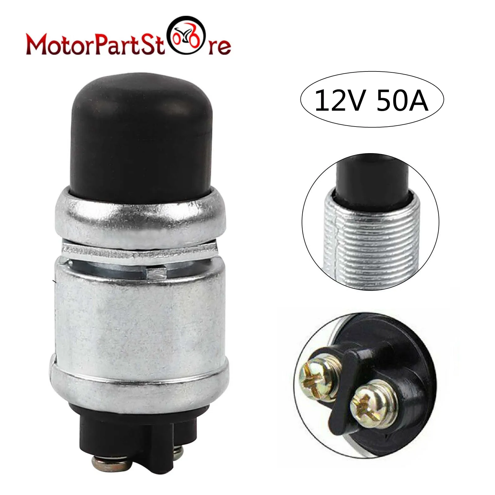 Waterproof 50A 12V DC Push Button Momentary Starter Ignition Switch For Cars 