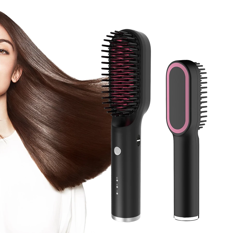 Porta Cordless Hair Straightener Brush-45-Min Battery Type C Rechargeable Fast Heating Lightweight