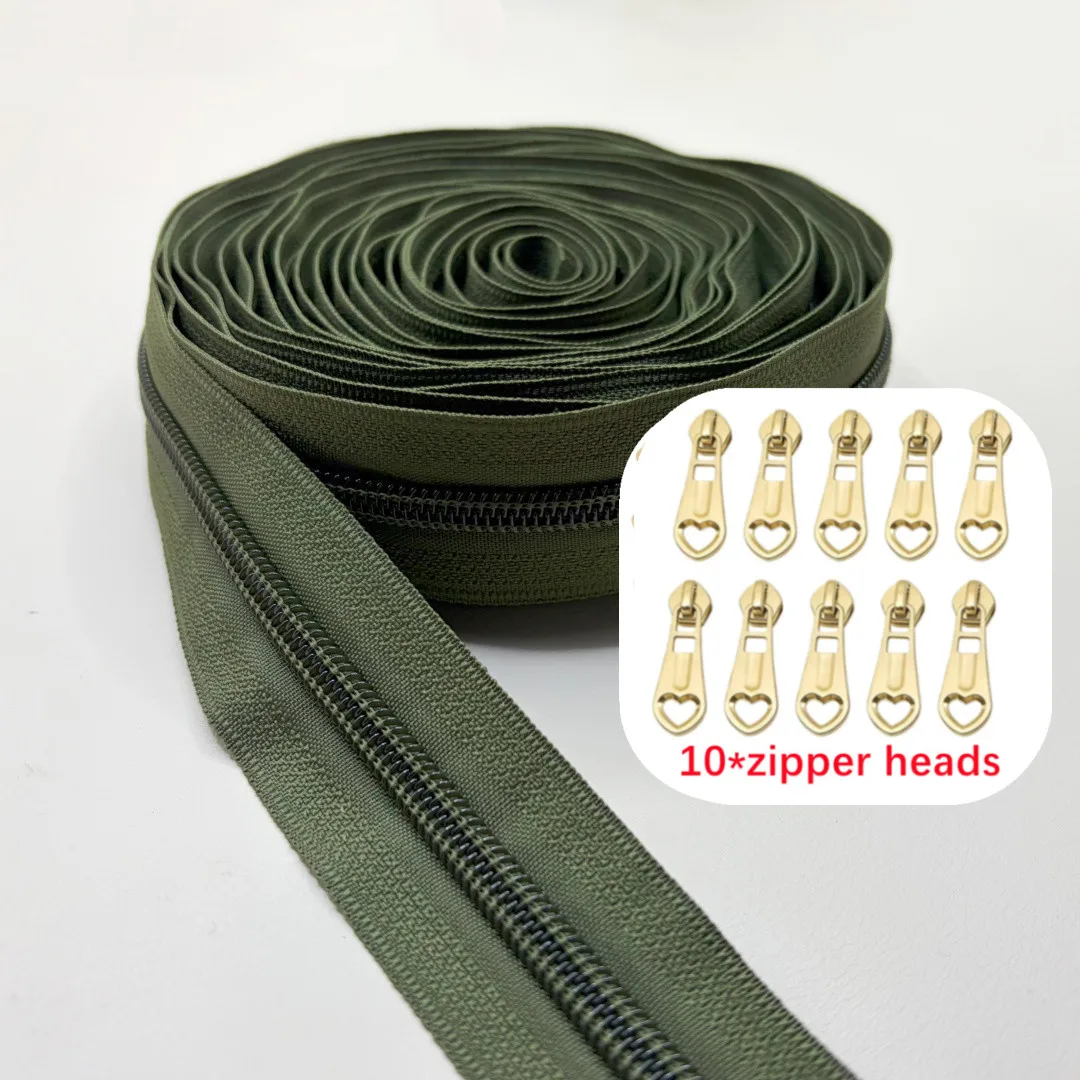 Rainbow Nylon Zipper Tape with Golden Sliders for Sewing and Craft Projects (5 Meters)