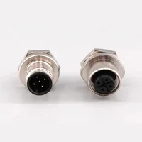 M12 male and female socket  4 5  8  pins weld IP67/68 Install front/rear panel waterproof circular connectors 4