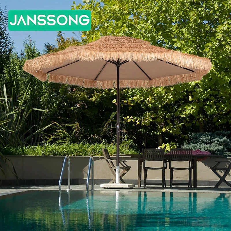 Classical Straw Umbrella Sun Umbrella Hotel Garden Courtyard Pillar Stall Beach Outdoor Large Sun Thatched Set