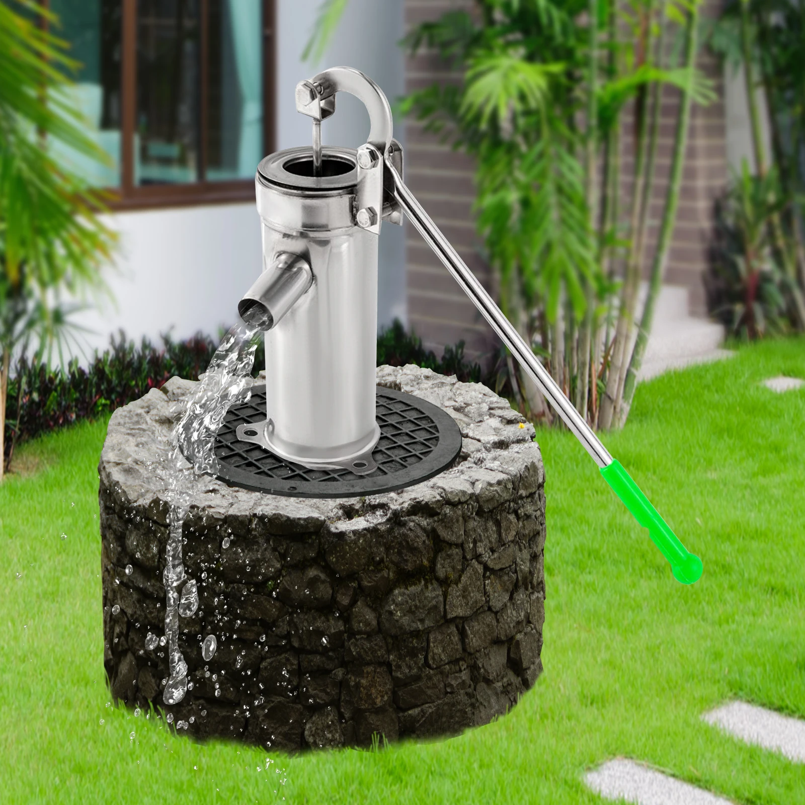 

Stainless Steel Manual Water Jet Pump Domestic Well Hand Shake Suction Pump Groundwater for Home Garden Yard