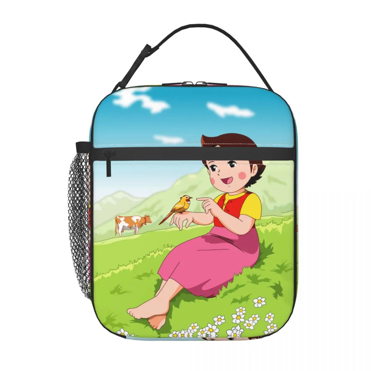 Heidi Tames A Bird Resuable Lunch Box Leakproof Cartoon Alps Mountain Girl Thermal Cooler Food Insulated Lunch Bag School Kids